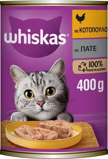 Whiskas Κονσέρβα Υγρή Τροφή για Ενήλικες Γάτες σε Κονσέρβα με Κοτόπουλο 400gr