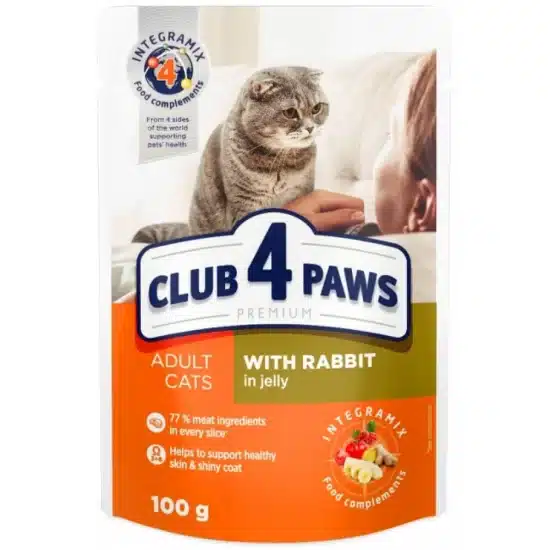 Club 4 Paws Sterilized Υγρή Τροφή για Ενήλικες Γάτες σε Φακελάκι με Κουνέλι 80gr